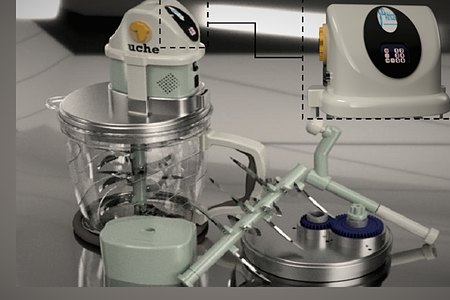 Close view of gears and blades