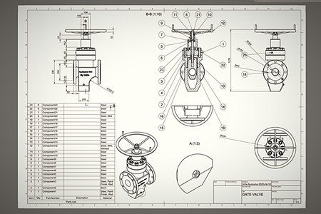 Detailed drawing of valve components
