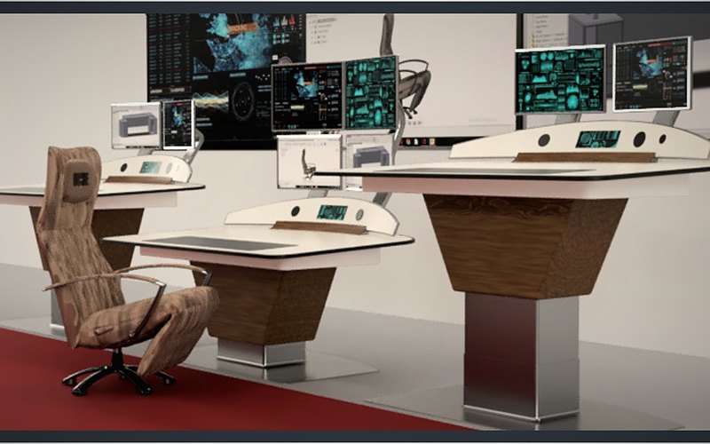 Multi-station office console render