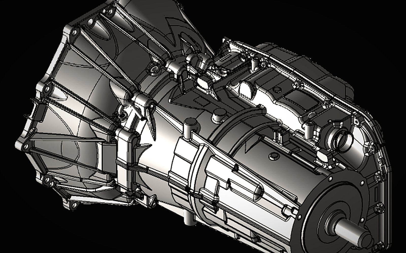 Detailed CAD model of a heavy vehicle transmission assembly