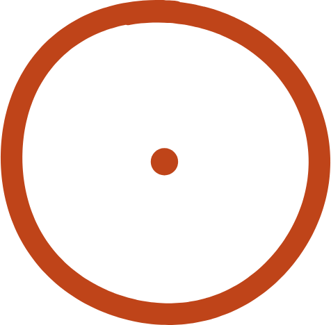 The mark alone: a circle drawn freehand with a dot at its centre